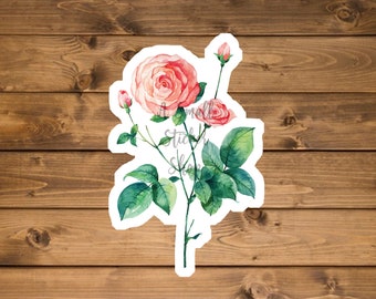 Rose Sticker,  small cute sticker, flower vinyl sticker, botanical sticker, small laptop sticker, Rose decal for water bottle