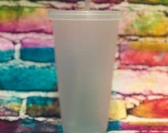 Reusable Set of 5 - 24oz plastic Starbucks inspired BLANK tumblers