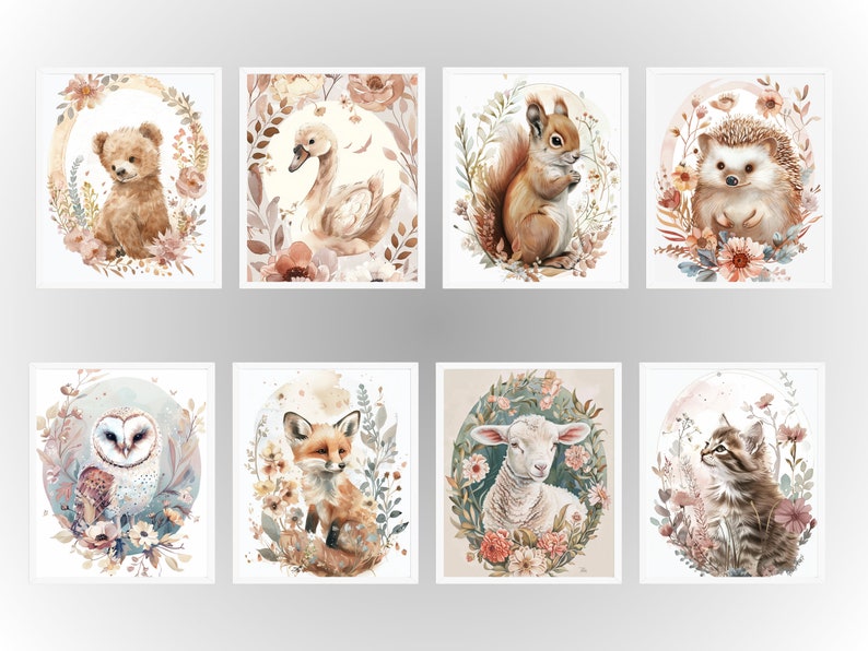 Baby Animal Prints Gender Neutral Kids Bedroom and Playroom Decor Set ...