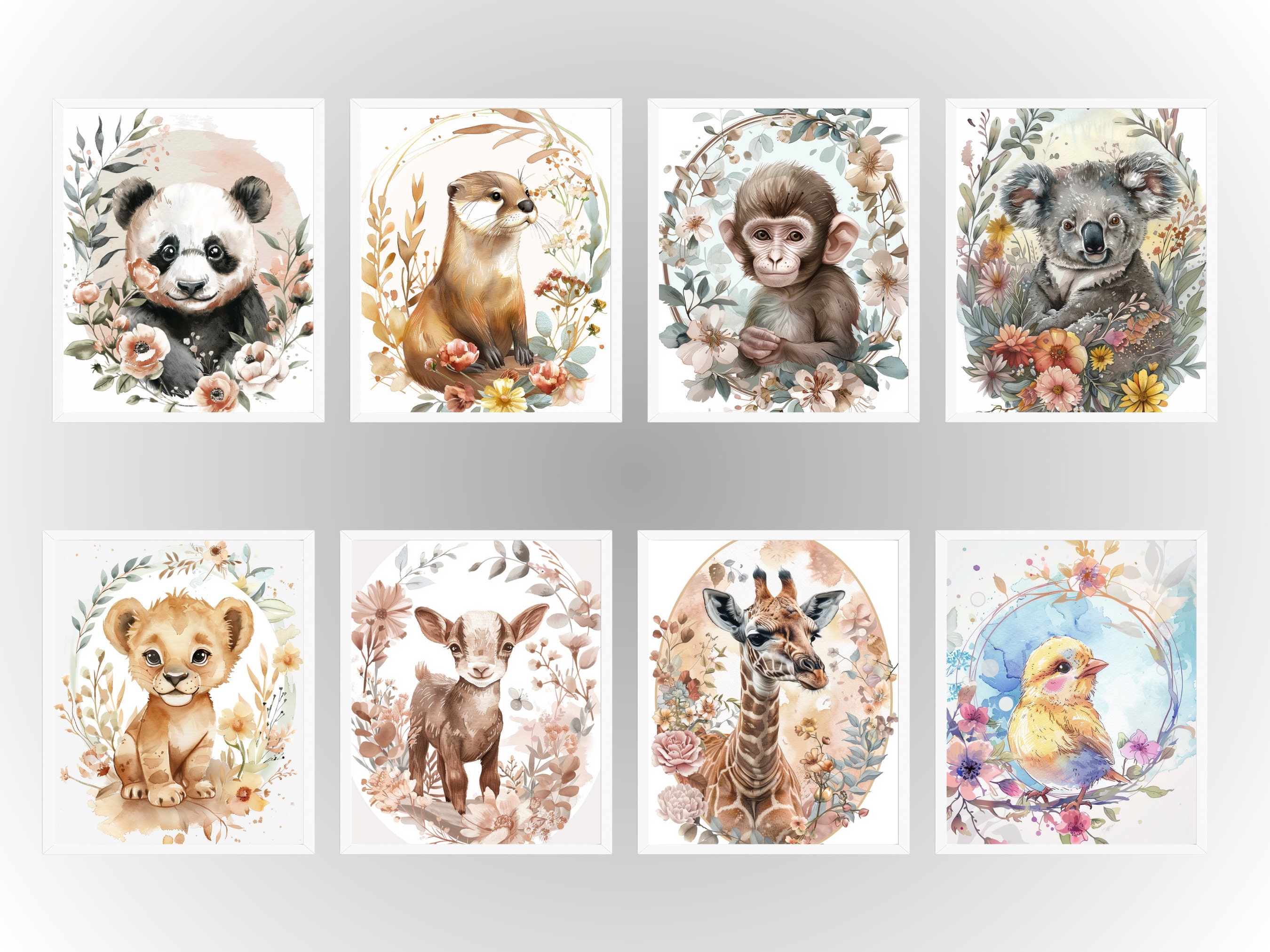 Baby Animal Prints Gender Neutral Kids Bedroom and Playroom Decor Set ...