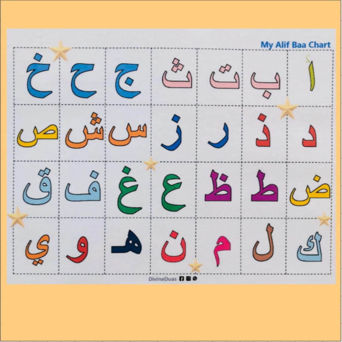 Arabic Alphabet Mat Alif Baa Taa Laminated Table Mat Arabic Etsy