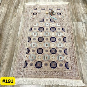 Bibi Sakina Bint Al Hussain Muharram Black and Gold Embroidered Sajdagah decorative mat, Shia Turbah Mohr prayer rug, Karbala Alam Panja Mat