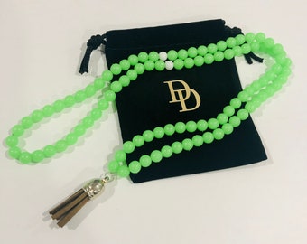 Glow in the dark Tasbih, Tesbih bracelet for kids, Luminous Green Beads Glow In The Dark Beads, Gemstone Prayer beads, Eid Gift for Kids