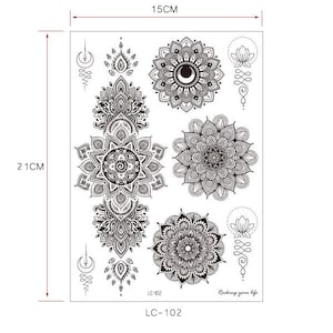 Henna Lace tattoo, realistic temporary tattoo, mandala, ornament, mehndi, sticker transfer - Womans, girls fake tattoo