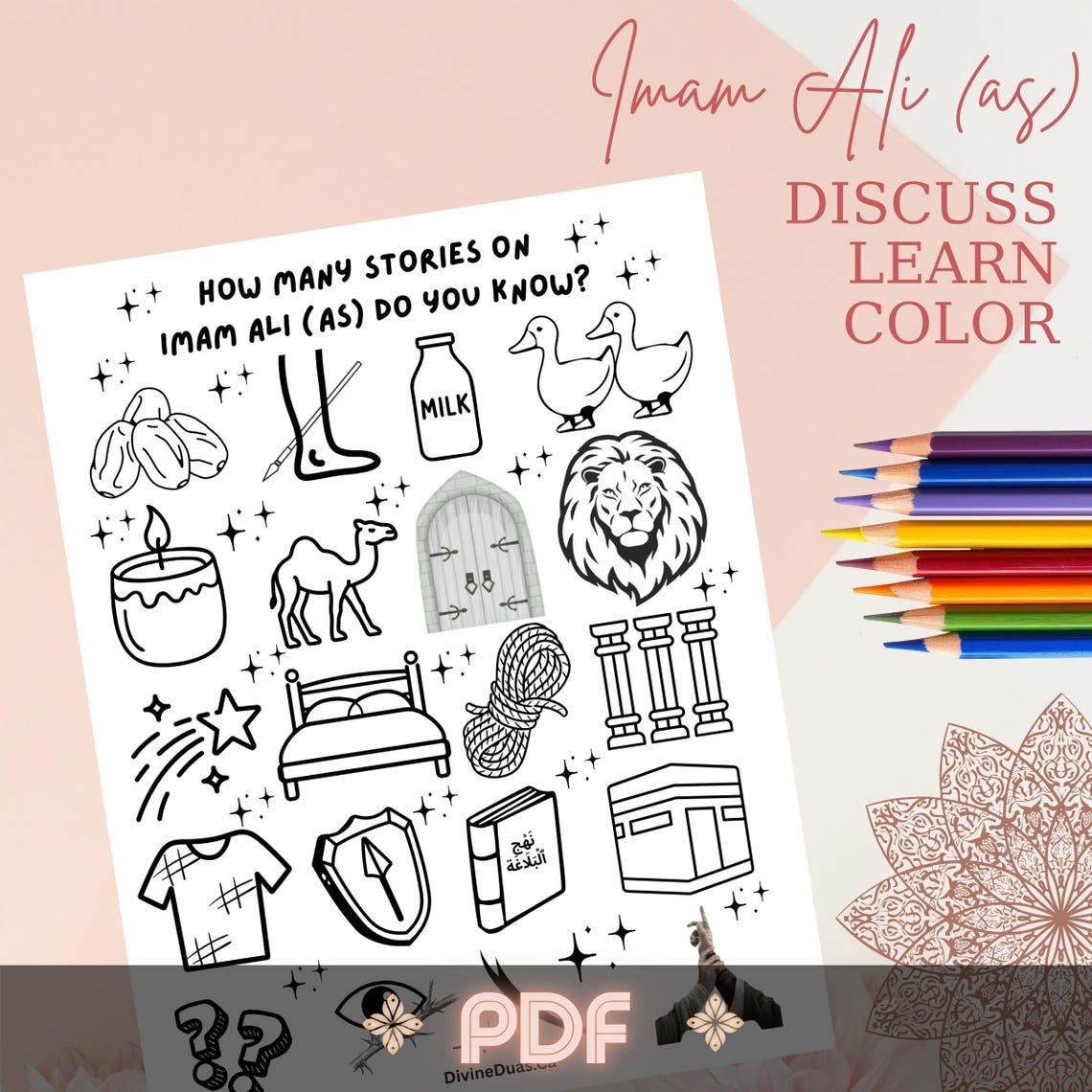 Imam Ali Coloring Page Islamic Kids Activity, 20 Stories of Imam Ali ...