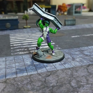 Marvel Crisis Protocol She-Hulk pintada com cartas