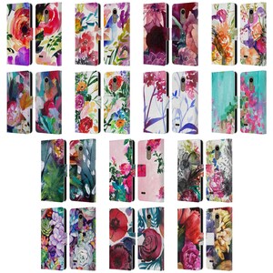 LG フォン 1 用公式 Mai 秋の花柄ガーデンレザーブックウォレットケースカバー