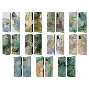Funda de cuero tipo libro con diseño de pájaros de Stephanie Law para teléfonos iPhone de Apple