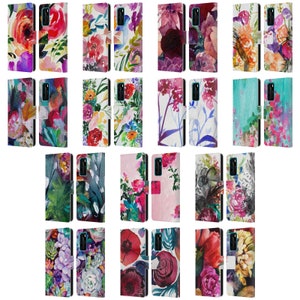 Huawei 携帯電話用公式 Mai Autumn Floral Garden レザーブックウォレットケースカバー