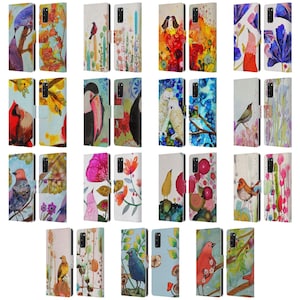 Funda de cuero tipo libro con diseño de pájaros 3 de Sylvie Demers para teléfonos Samsung 1