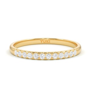 14k Diamond Ring | Diamond Anniversary Band | Diamond Wedding  Ring | Dainty Diamond Eternity Band | Half Round Profile Ring | 0.18ct