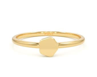 14k Hexagon Gold Ring | Stacking Ring | | Solid Gold Ring | Geometric Jewelry