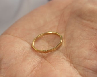 14k Solid Gold Hexagon Stacking Ring | Geometric Gold Jewelry