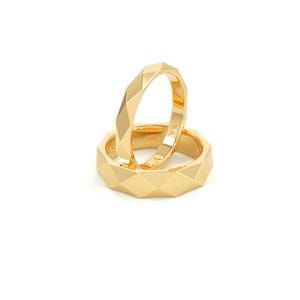 14k Geometric Ring | 3mm Solid Gold Band | Solid Gold Ring | Stacking Ring | Chunky Ring | Gold Wedding Band | Gold Wedding Ring | Mens Ring