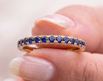 14k Half Eternity Sapphire Ring