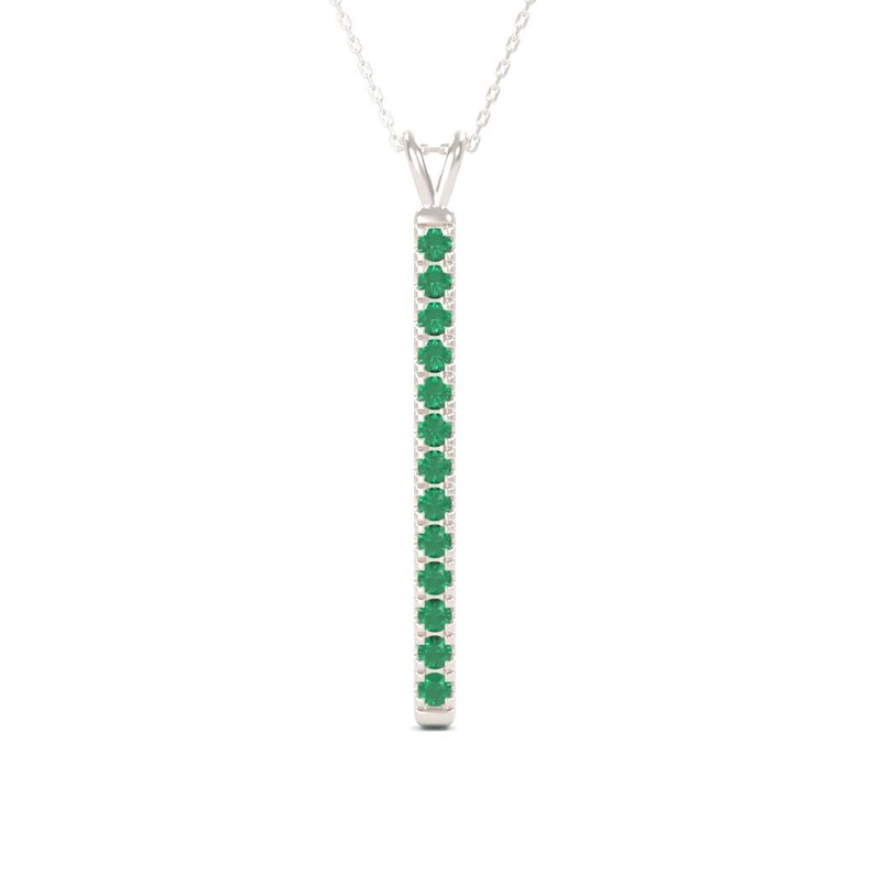 14K Emerald Gold Bar Necklace | Vertical Bar | Emerald Necklace | Layering Necklace | Emerald Bar Pendant | Emerald Pendant | May Birthstone Bild 2