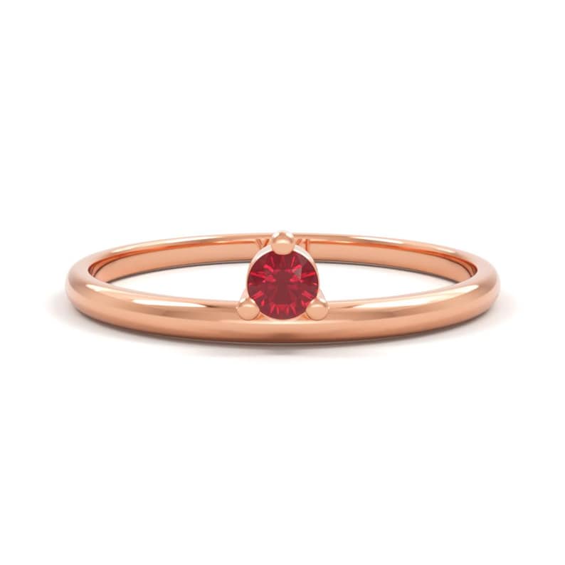 Bague solitaire côté rubis 14 carats | Bague rubis empilable image 4