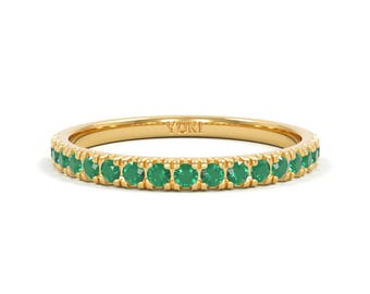14k Emerald Half Eternity Ring