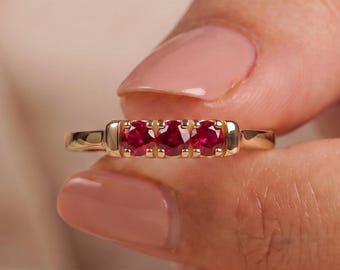 14k Stacking Ruby Ring
