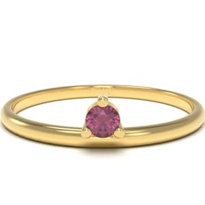 Rhodolite Garnet Ring | Rhodolite Garnet Solitaire Dainty Stacking Ring | January Birthstone