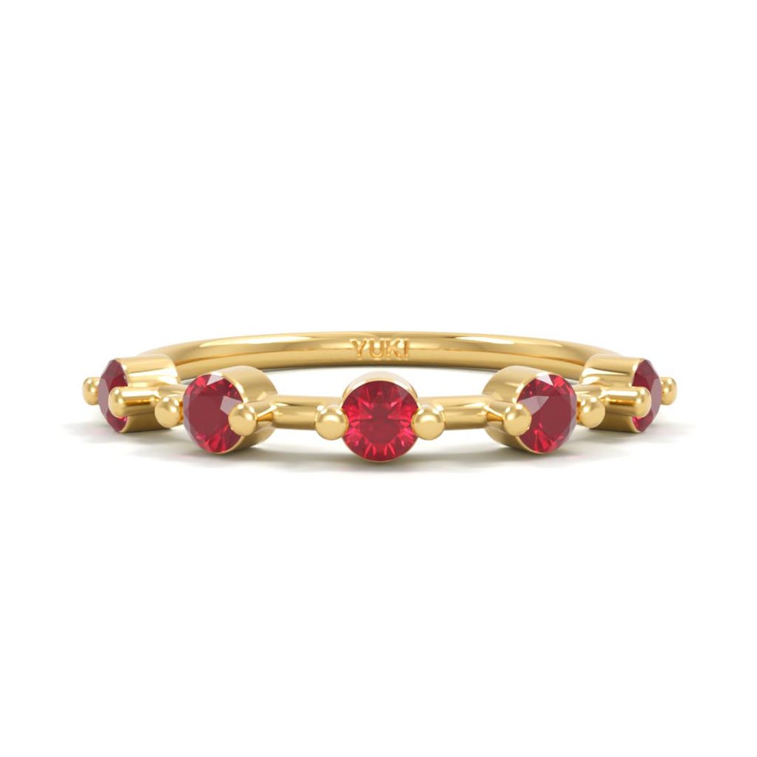 14k Ruby Floating Eternity Band | Ruby 5 Stones Ring | Ruby Stacking ...