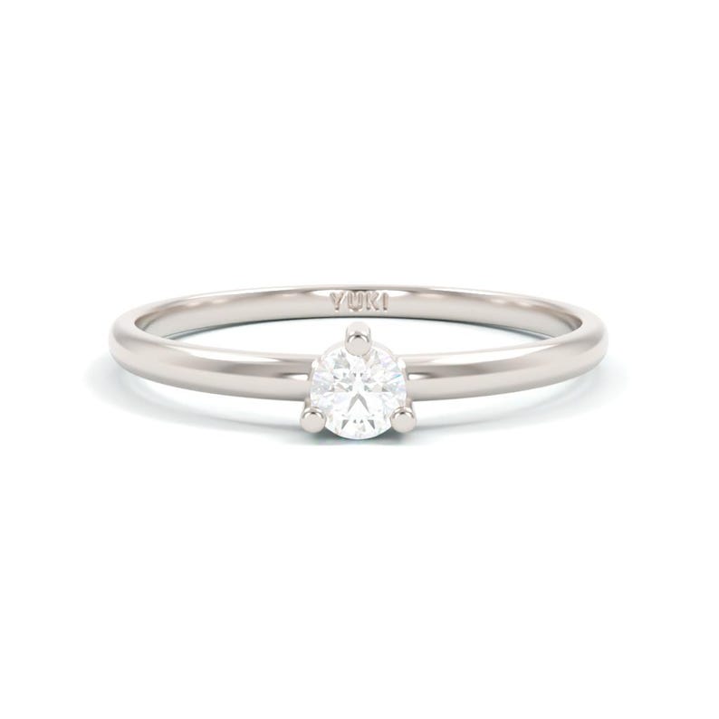 14k Small Diamond Solitaire Ring | April Birthstone - Etsy