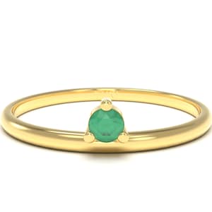 Emerald Ring | Stacking Ring | Solid Gold Ring | Emerald Solitaire | May Birthstone Ring | Minimalist Engagement Ring | Wedding Ring