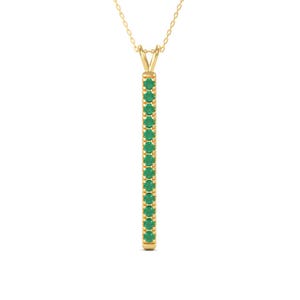 14K Emerald Gold Bar Necklace | Vertical Bar | Emerald Necklace | Layering Necklace | Emerald Bar Pendant | Emerald Pendant | May Birthstone Bild 1
