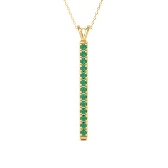 14K Emerald Gold Bar Necklace | Vertical Bar | Emerald Necklace | Layering Necklace | Emerald Bar Pendant | Emerald Pendant | May Birthstone