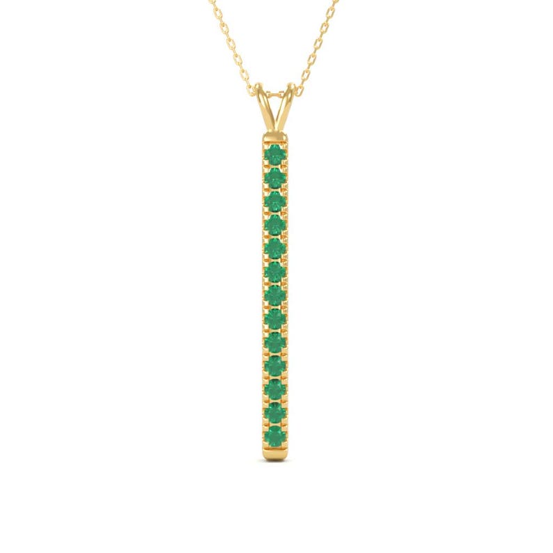 14K Emerald Gold Bar Necklace | Vertical Bar | Emerald Necklace | Layering Necklace | Emerald Bar Pendant | Emerald Pendant | May Birthstone Bild 1