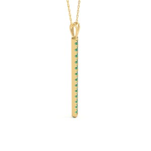 14K Emerald Gold Bar Necklace | Vertical Bar | Emerald Necklace | Layering Necklace | Emerald Bar Pendant | Emerald Pendant | May Birthstone Bild 6