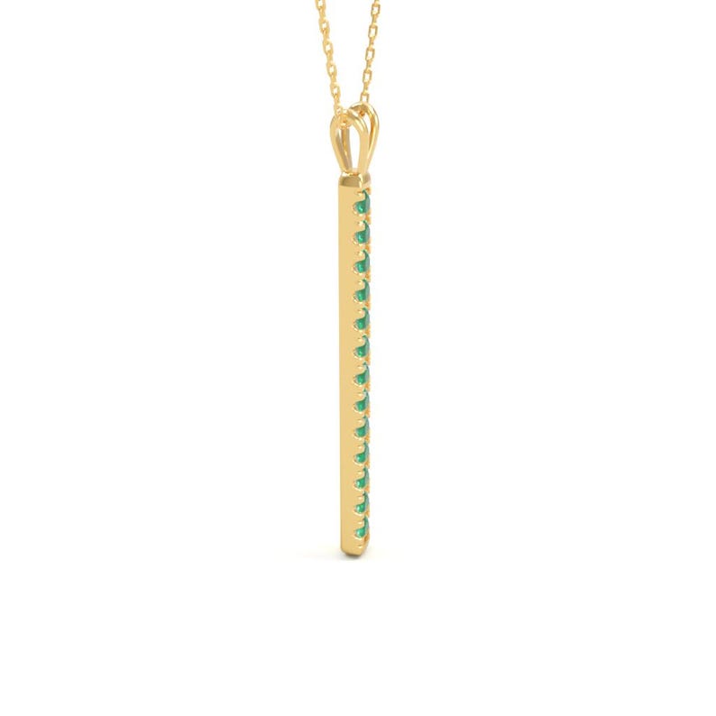 14K Emerald Gold Bar Necklace | Vertical Bar | Emerald Necklace | Layering Necklace | Emerald Bar Pendant | Emerald Pendant | May Birthstone Bild 6