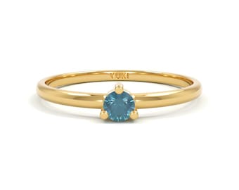 14k Dainty Alexandrite Solitaire Ring | June Birthstone Ring