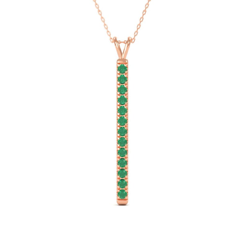 14K Emerald Gold Bar Necklace | Vertical Bar | Emerald Necklace | Layering Necklace | Emerald Bar Pendant | Emerald Pendant | May Birthstone Bild 4