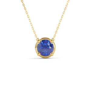 14k Sapphire Solitaire Necklace | Sapphire Solitaire Pendant | Unique Sapphire Necklace | Sapphire Pendant | September Birthstone