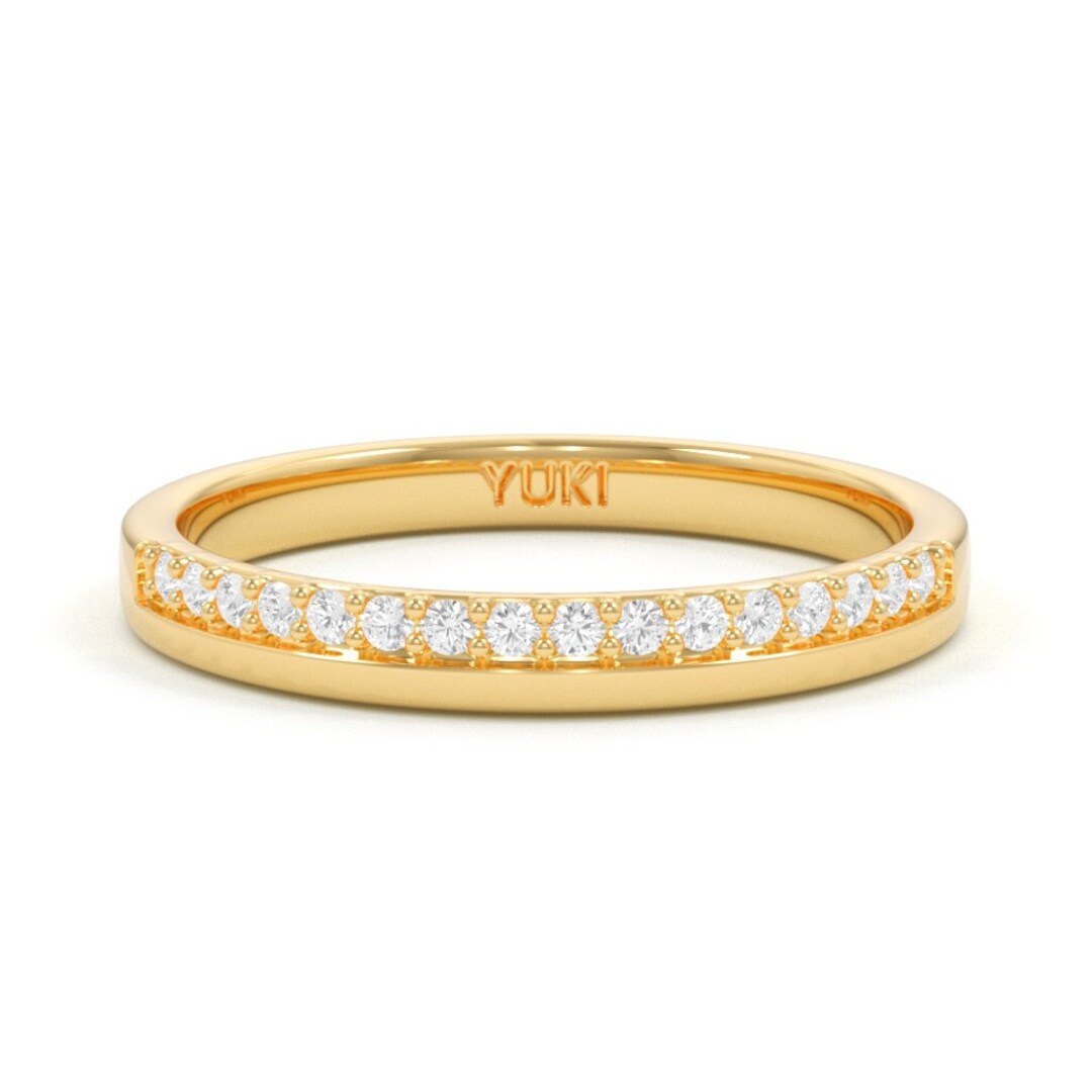 14k Diamond Ring | Half Eternity Band | Solid Gold Wedding Band ...