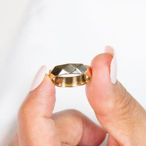 14k Geometric Ring | 5mm Solid Gold Band | Solid Gold Ring | Stacking Ring | Chunky Ring | Gold Wedding Band | Gold Wedding Ring | Mens Ring