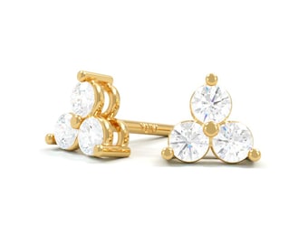 Pendientes de botón con racimo de diamantes de oro de 14k / 0,36 ct