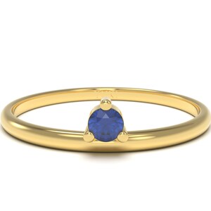 Sapphire Ring | Sapphire Solitaire and Solid Gold Dainty Stacking Ring