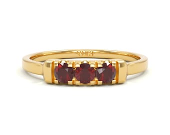 14k Stacking Red Garnet Ring