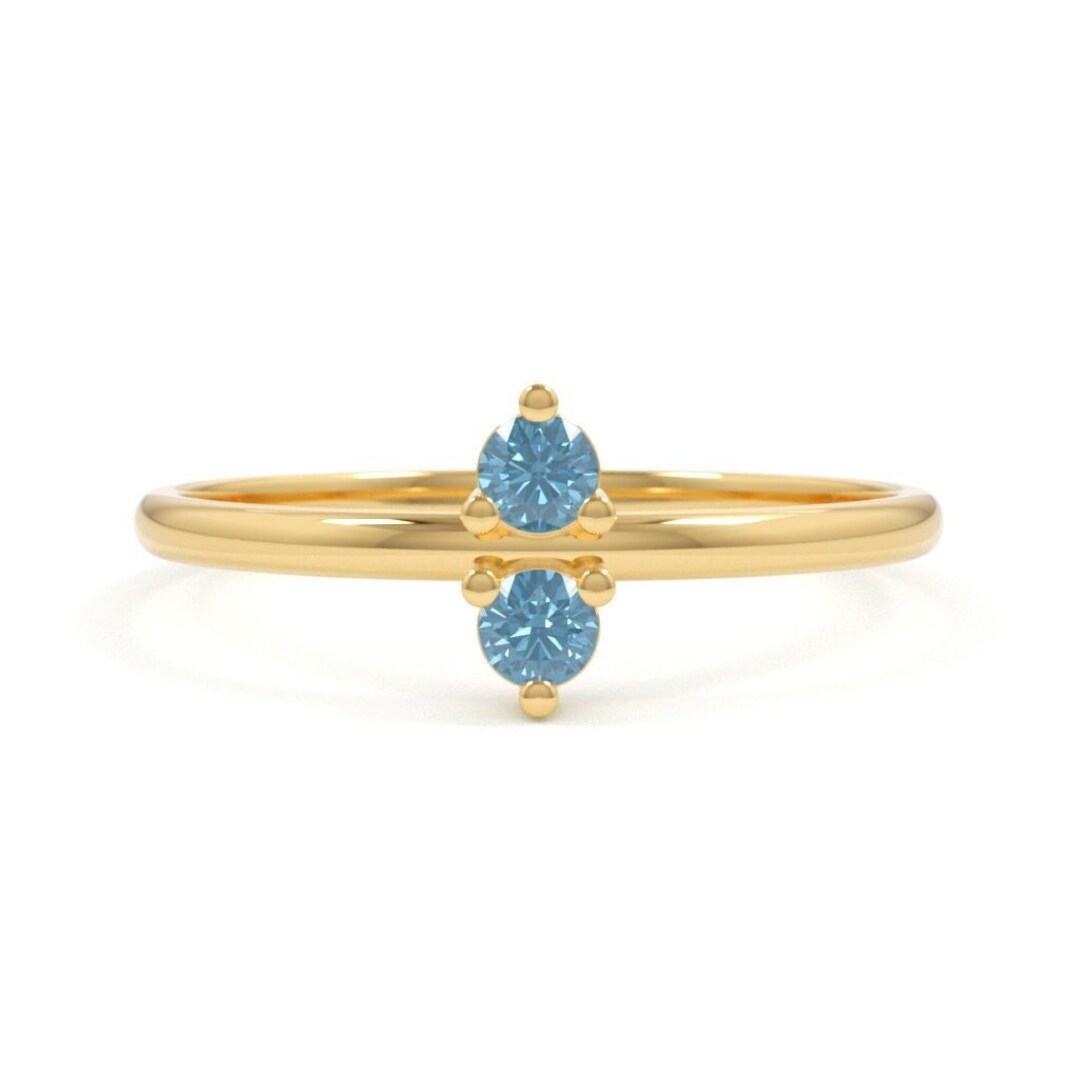 London Blue Topaz Ring Two Stacked Stone Ring Topaz Ring September ...