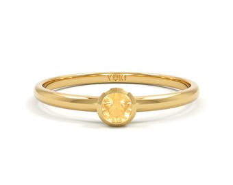 14k Citrine Bezel Ring | November Birthstone