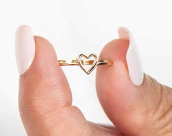 14k Heart Ring | Solid Gold Ring | Stacking Ring | Gold Dainty Ring | Gold Heart Ring | Gold Pinky Ring | Minimalist Ring | Valentines Gift