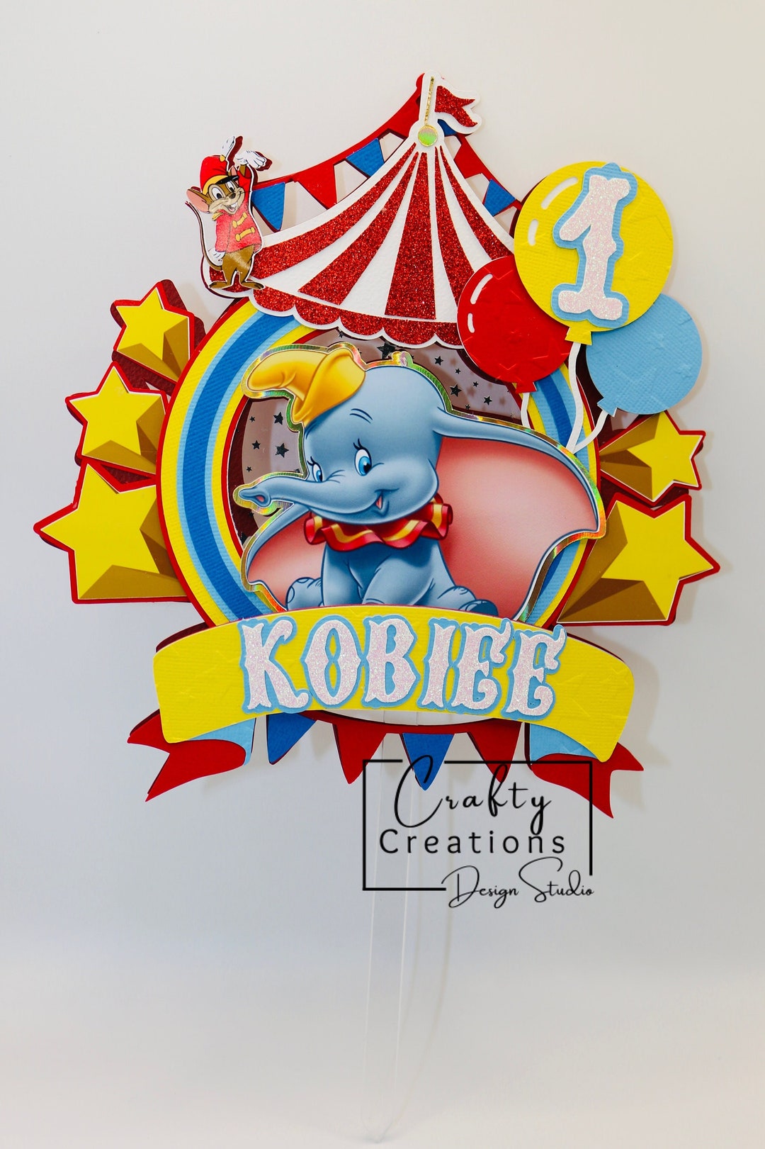 Personalised Dumbo Cake Topper, Dumbo Birthday, Dumbo Cake, Disney