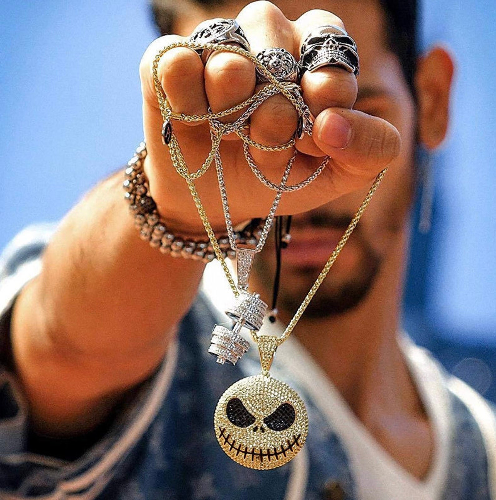 Iced Out Gold Jack Skeelington Emoji Etsy