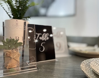 Digitally Printed Unique Acrylic Table Numbers, Clear Wedding Table Numbers, Wedding Table Decor, Table Numbers, Modern Wedding