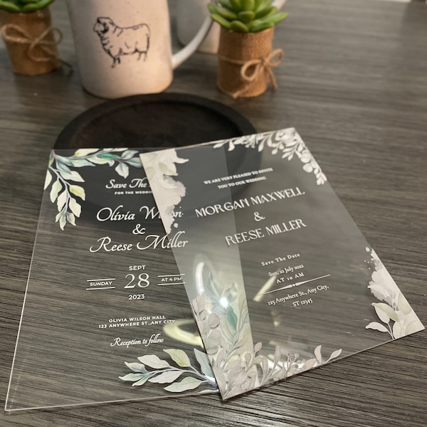 Acrylic wedding invitations, lucite wedding invitations, wedding invitations, acrylic invitations, invites, modern acrylic wedding sign