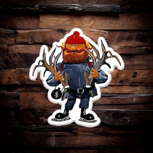 Yukon Cornelius shed antler hunting sticker Rudolph Christmas sticker