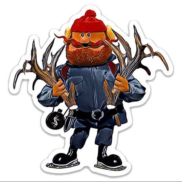 Yukon Cornelius shed antler hunting sticker Rudolph Christmas sticker