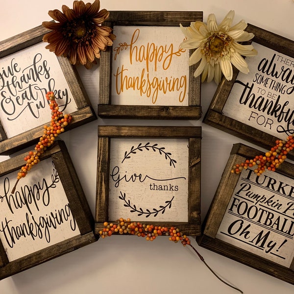 Mini Thanksgiving Signs, Thanksgiving Decor, Thanksgiving Tiered Tray Decor, Fall Decor